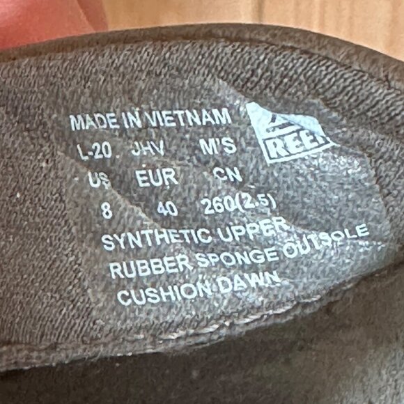 Reef Cushion Dawn Grey Leather Flip Flops EVA Rubber Outsole Sandals Size Mens 8 - Picture 3 of 14